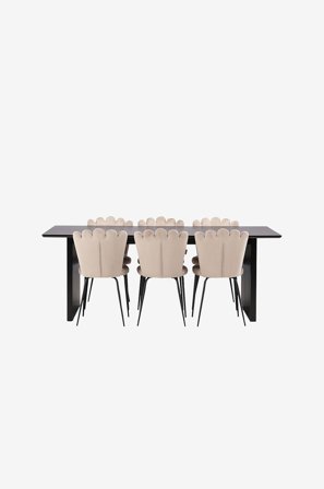 Venture Home - Spisegruppe Vail med 6 stk spisestoler Limhamn - Beige - Spisegrupper - Fra Homeroom