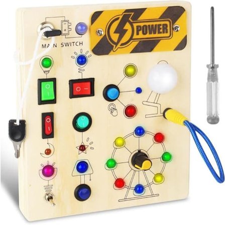 Montessori Aktiivisuuslelu 1–4-vuotiaille – Puinen LED-valo, Hienomotoristen taitojen aistilelu, Lasten lahja