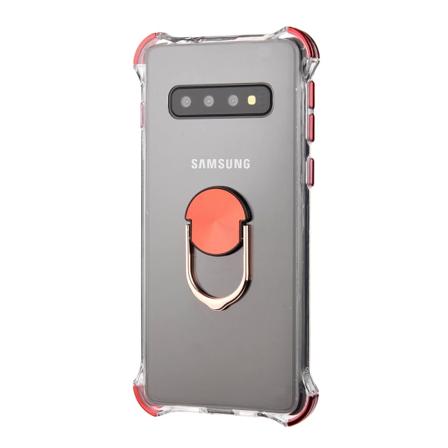Samsung Galaxy S10+ - Robust fleksibelt cover med ringholder Röd