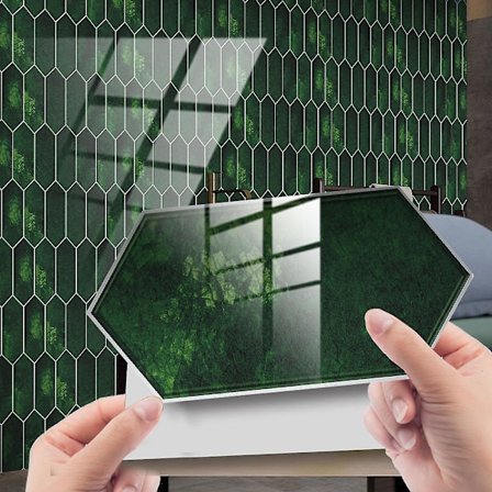 Vintage Grønn Blekk Rhombus Pil Krystall Flise Klistremerke Gulv Klistremerke Hjem Kjøkken Renovering Vegg Klistremerke 24stk