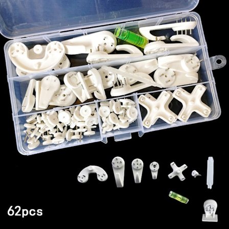 62 st No Drill Bildhängare Vita Väggfästen No Drill Plast