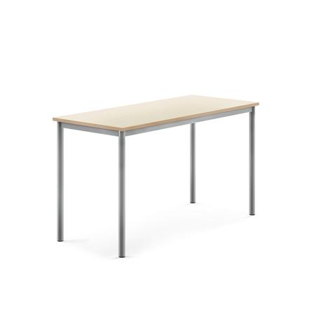 Tisch SONITUS, 1400x600x760 mm, Hochdrucklaminat Birke, alugrau