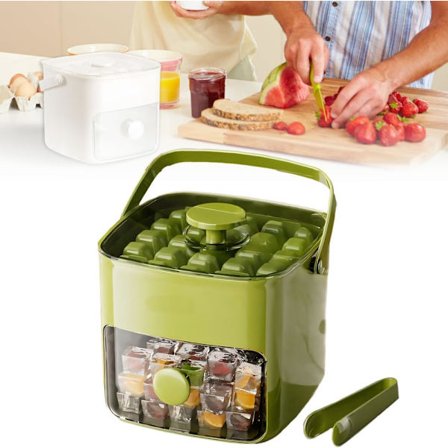 Isterningebakke med låg, isterningebakke til fremstilling af 48 isterninger, isterningebakke, isterningeform til fryser, isterningemaskine, let at 