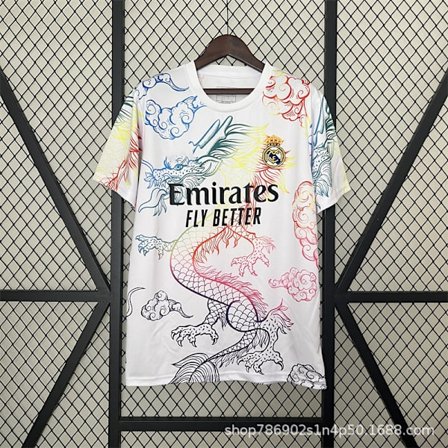 2024-2025 Season Real Madrid Club Football Jersey, Supporter Edition, White Color, Dragon Special Edition