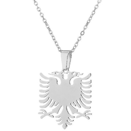 2 st albanska örnhalsband, Statement Clavicle Chain Halsband Hänge, Silver Och Guld Barn Man Silver