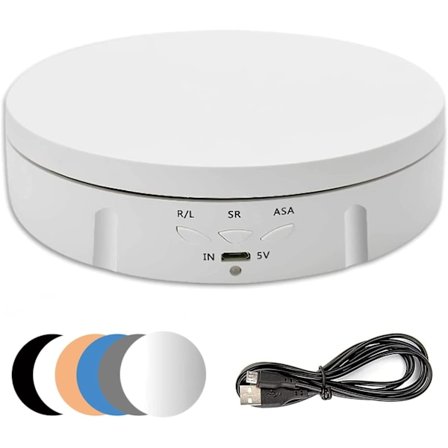 Hvid elektrisk drejeskive, genopladelig 360° elektrisk drejeskive,