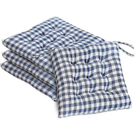 Pehmeät mukavat tuolinpehmusteet, 4 kpl, ruudullinen neliö 16x16 istuintyynyt nauhoilla keittiöön ruokailuun puutarhaan