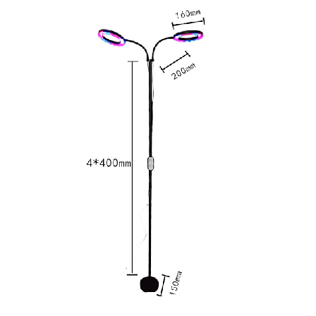 Tri-Head Plant Grow Light med rund skarvstolpe (EU-kontakt)