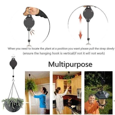 4 stk. justerbar hængende blomsterkurvehægter med indtrækkelig plantetrisse til havekurve og potter A