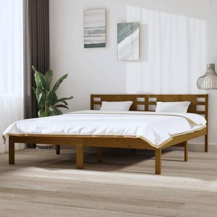 Vidaxl Sängram Honungsbrun Massivt Trä 180x200 Cm Brun