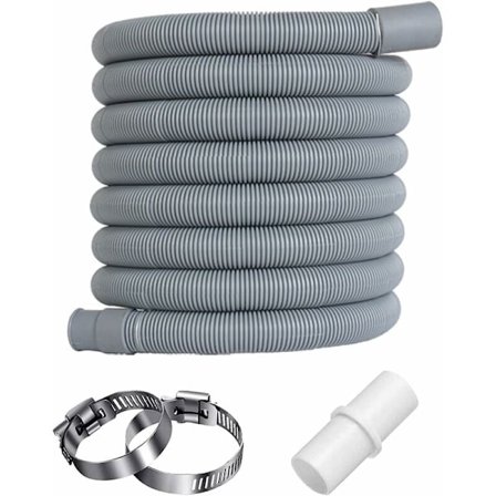 Afløbsslange til vaskemaskine, 2 m forlængelse med klemme - Afløbsslange til opvaskemaskine - Udtrækkelig afløbsslange, afløbsslangeforlænger.