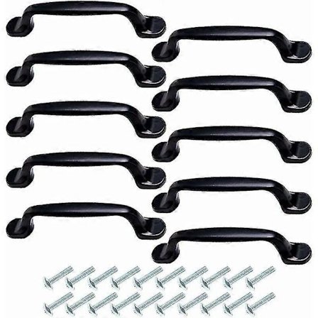 10 Pakke Kjøkkenskap Dørhåndtak Svarte Møbelhåndtak Med Skruer For Kjøkken Soverom Skap Skuffer, Aluminium Knotthullsenter 130m [DB]