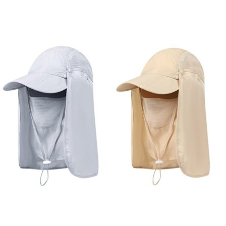 2 stk. Aftagelig solskyggehat 3 i 1 Full Face Cap Anti UV Fuld beskyttelse Ansigt Hals Åndbar Hurtigtørrende til udendørs fiskeri R