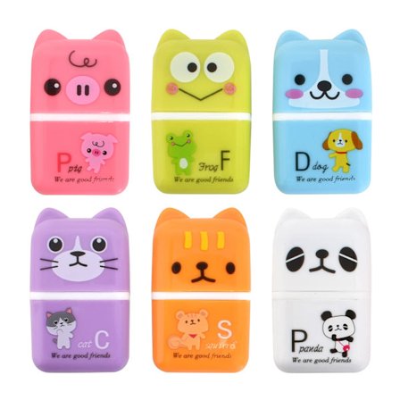 6 kpl söpöjä pyyhekumija lapsille, värikkäitä sarjakuvakumeja, monipakkainen eläinpyyhekumija, hauska juhlalahja ja koulutarvikkeet, kumiset 