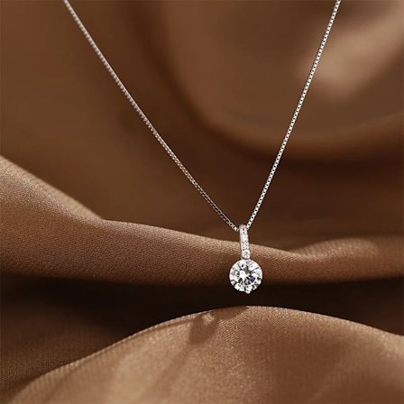 Hett Nytt 925 Sterling Silver Glänsande Diamanthalsband Enkelt Cubic Zirconia Vattendroppe Hänge Dam Clavicle Kedja Mode Smycken Gåva