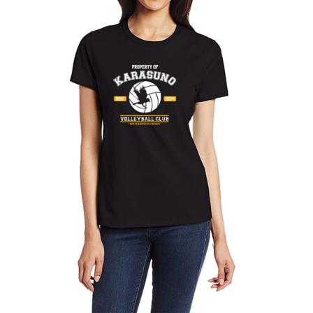 Haikyuu T-shirt Med Rund Hals För Kvinnor Med Kort Ärm