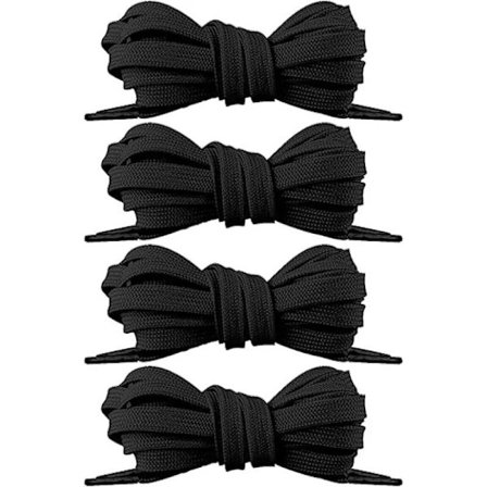 4 par svarte flate skolisser for joggesko, atletiske skolisser, A