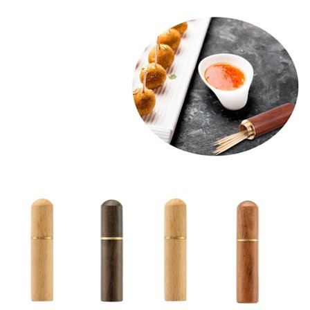 4-pack Tandpetarhållare Portabel Trätandpetarfodral Vattentät Tandpetardispenser Mini Tandpetare Ficklåda för Förvaring av Tandpetare Nål Piller Pärla