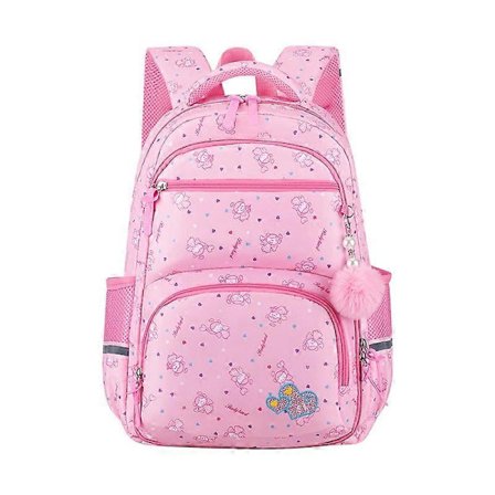 Barnryggsäck Pojkar Lågstadie Förskola Skolväska 16 Tum (Ungefär 40 cm) Multifunktionell Söt Stor Kapacitet Rosa 39*28*15cm