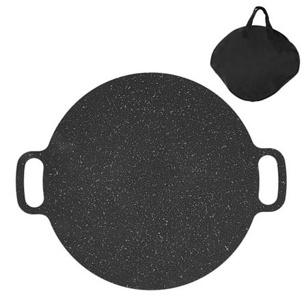 Koreansk grillpanna rund non-stick järn medicinsk stenbeläggning Bra isolering BBQ-grill med Oxford förvaringsväska 25cm/9.8in