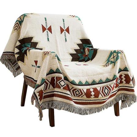 Tepperug Bohemsk Tribal Geometrisk Mønster Tepperug Med Kvaster Egnet For Sofa/Seng/Utendørs (Størrelse: 130x160cm / 51.1x62.9in)