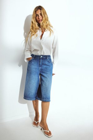 NA-KD Wide Jorts - Denim shorts - Blå - EU 34