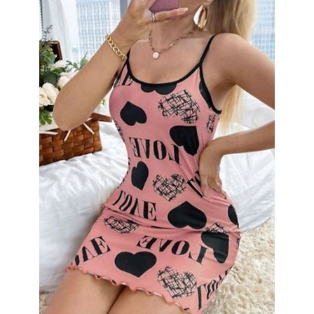 Nattklänning i Plus Size för Kvinnor, Hjärtformad Bokstavsdesign, Mode C