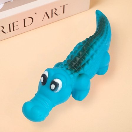 Stor hajformet tyggelegetøj af latex til hunde, velegnet til aggressive tyggere - holdbart tyggeben med haj-tænder, der rasler og renser tænder, til 