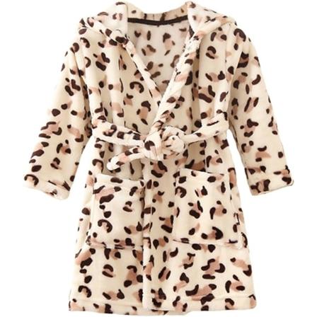 Unisex barnekjole søt pyjamas hette myk fleece badekåpe hjemmekåpe 120cm
