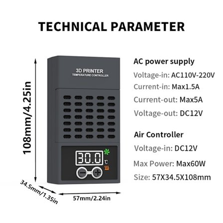 Resin LCD 3D-skrivare Mini Värmare Uppvärmning Termostat Temperaturkontroll