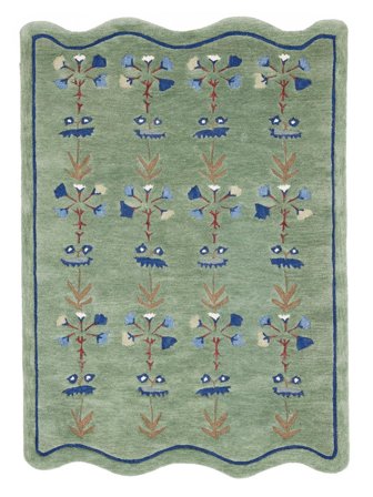 Tapis De Laine Rosalina Vert Menthe/Bleu Petit Oeko-Tex