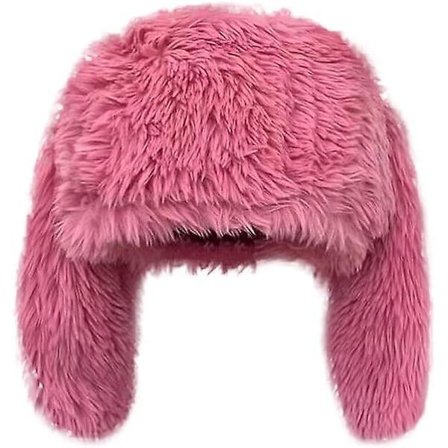 Sød hat damehat vinterhatte fluffy pels snehat med ører vinterhatte til store hoveder ørevarmer hat dame fluffy hatte til kvinder stærk pink