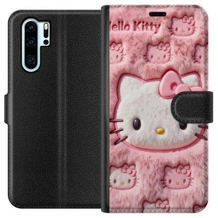 Yhteensopiva Lompakkokotelo Huawei P30 Pro Hello Kitty vaaleanpunainen pörröinen tausta, jossa on ikoninen kasvot ja kawaii-esteettisyys