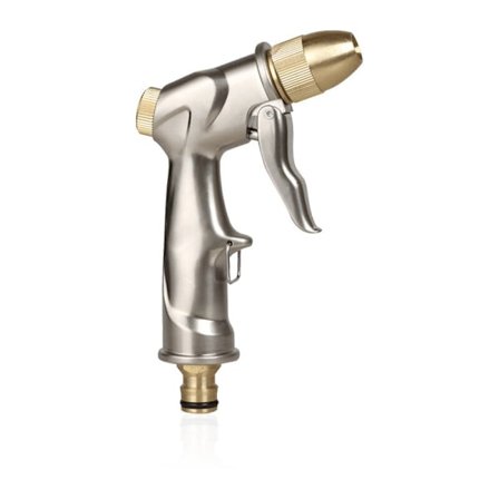 Hageslange Spray Gun med Full Messing Dyse, Heavy Duty 100% Metall Vannpistol, Høytrykks Spray Dyse for Vanning av Planter, Rengjøring, Vask