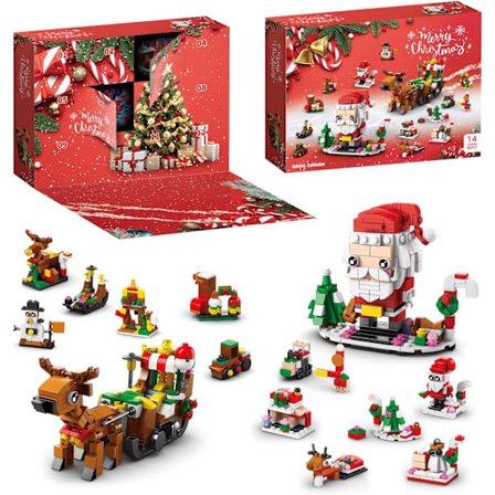 Adventskalender 2024 Julebyggesett, Juletog 12 Esker 605 Deler, 12 Dagers Nedtelling, Juleoverraskelsesgave til Gutter Jenter (2)