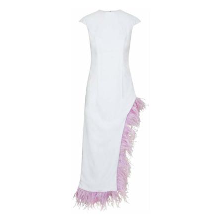 Wanan Touch Plumage Kjole with Feathers Hvid, Dame