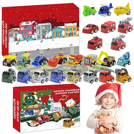 24 stykker jul advent kalender barn gaver lastebil bil jul nedtelling kalender