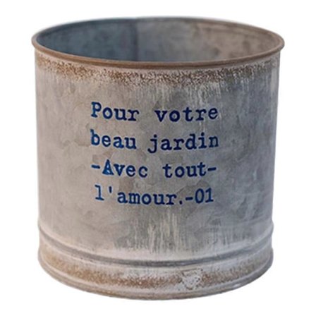 Metallinen kukkaruukku, peltipurkki, kasviruukku, koristeellinen kasviruukku, parvekepuutarha, metallinen istutusruukun sisustus