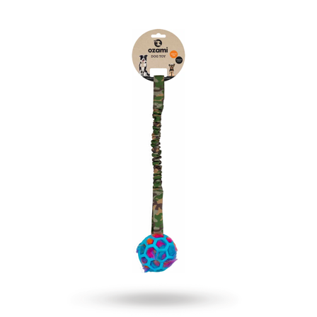 Ozami - Play-n-tug Ball With Crinkle 50 cm - Green Camo - Hundleksaker