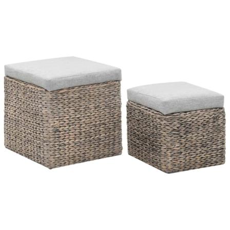 Vidaxl Ottoman Set 2 Delar Sjögräs Grå Grå