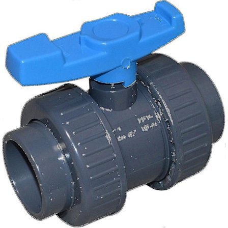 Kulventil 50mm - Tillverkad av PVC - Med anslutning på båda sidor - 50mm muff - Grå