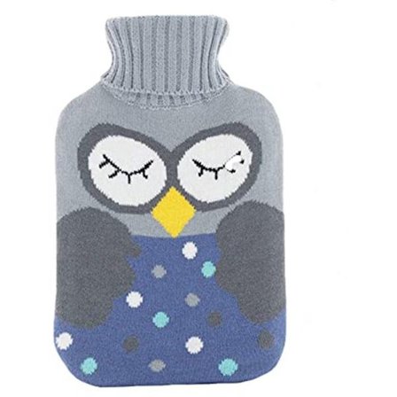 Varmvattenflaska med lock, 2 liters varmvattenflaska med stickat överdrag