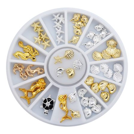 Metallstänger Nitar Nitar Spik Dekoration Sjöhäst Skal Stjärnfisk Nagelkonst Klistermärke Manikyrverktyg