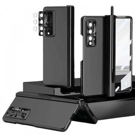 Kompatibelt Samsung Galaxy Z Fold 4 Fodral med S Pen Hållare & S Pen, Hängselskyddsfodral Galvaniserat med Skärmskydd