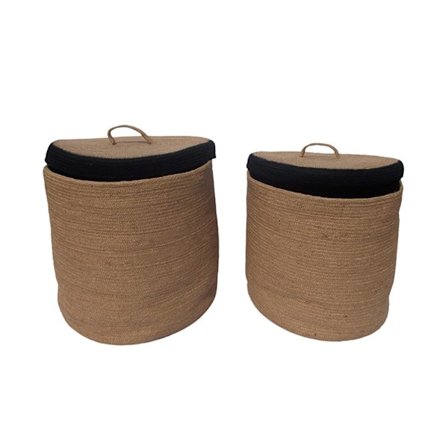 Opbevaringskurve til søgræs med låg, sæt med 2 dele