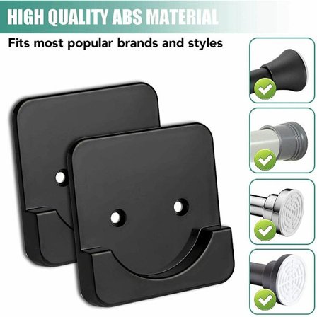 2x selvklebende dusjgardinstang spenningsbrakett dusjstangfeste fast vegg, svart