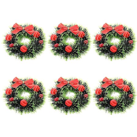 6 stk Julelysringer, Små Lyskranser Kunstige Bær Snødekte Furu Nåler Lyskranser Til Bryllupssenterstykke Juleferie (FMY)