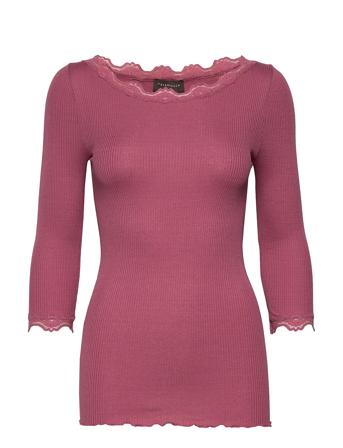 Silk T-Shirt Boat Neck Regular W/Vi T-shirts & Tops Long-sleeved Rosa Rosemunde