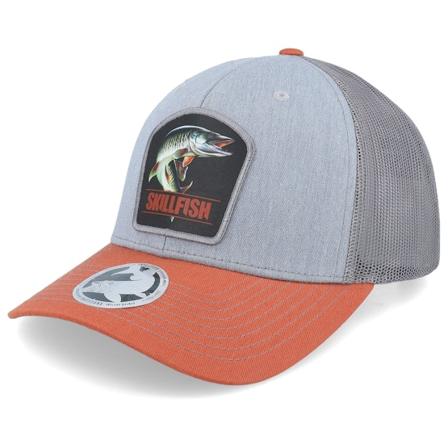 Skillfish - Harmaa trucker Lippis - Muskellunge Muskie 112 Tri Heather Grey/Orange Trucker @ Hatstore