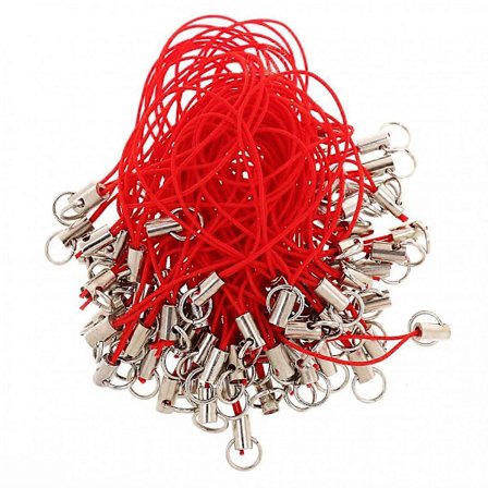 100x Mobilsnorer med Jump Ring End Lassos Svart(h})